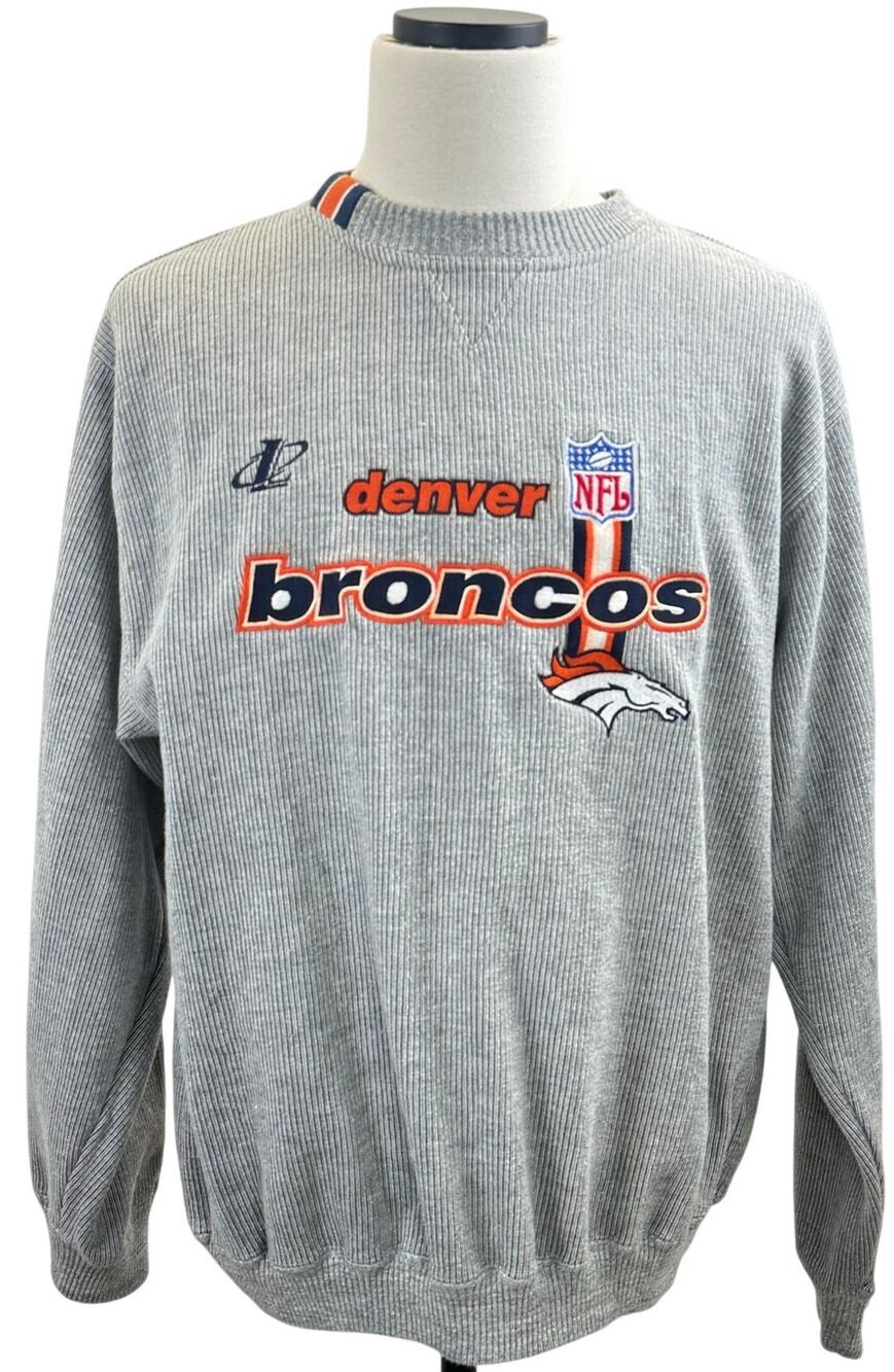 NFL Pro Line Denver Broncos Gray Crewneck Sweatshirt Men's L Vintage 90s